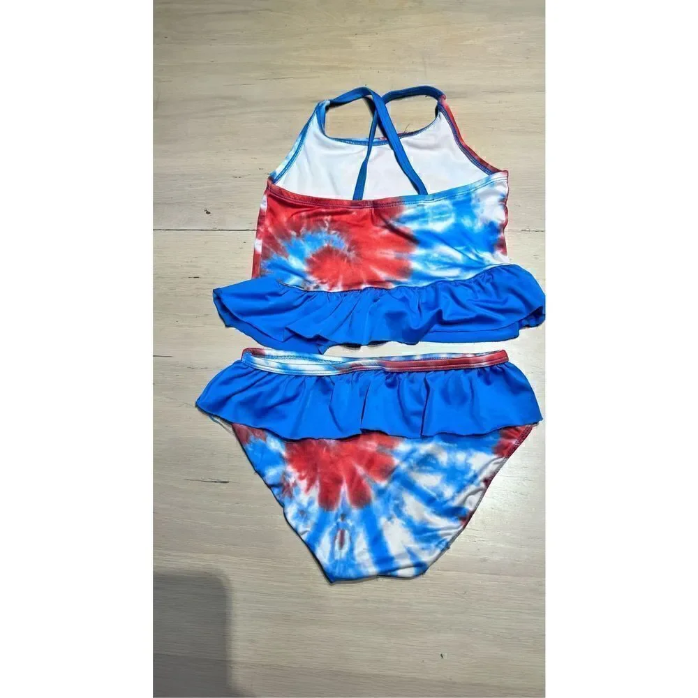 Bobbie Brooks Girls Tie Dye Tankini Set Bathing Suit Multi-Color Size Medium
